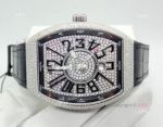 2019 Replica Franck Muller Vanguard Iced Out Full Diamond Watch Silver Case